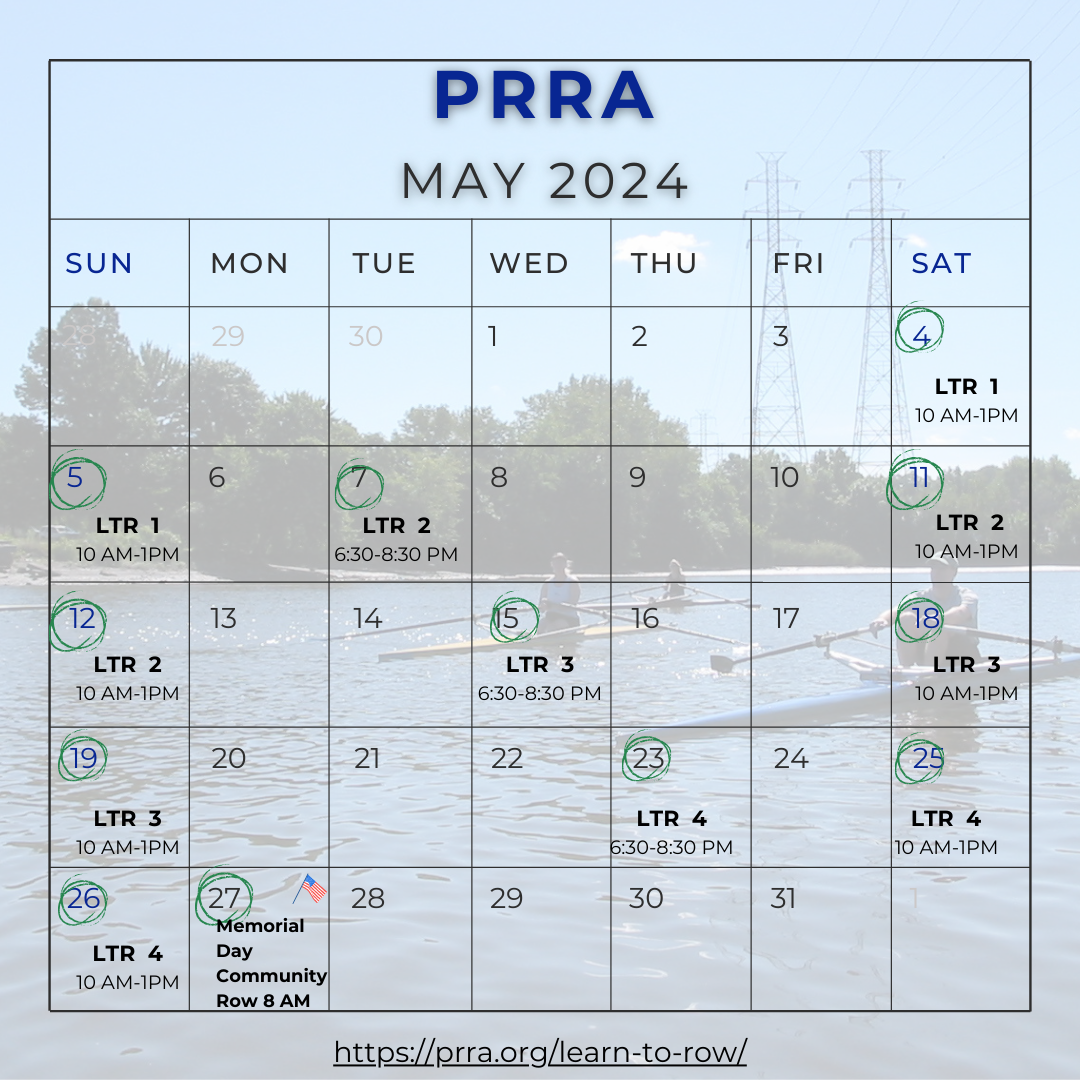 PRRA Monthly Calendar May 2024 Passaic River Rowin Associati